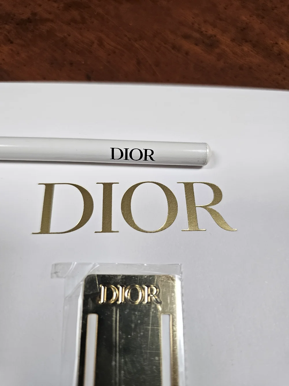 Dior Gold Heart Bookmark And DIOR Pencil